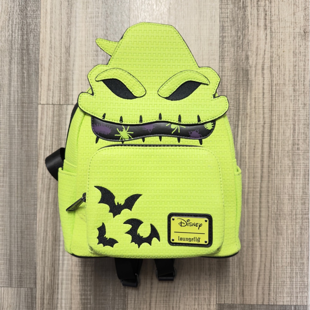 Disney x loungefly Oogie Boogie Neon Green Bag with canvas Black Bat Design